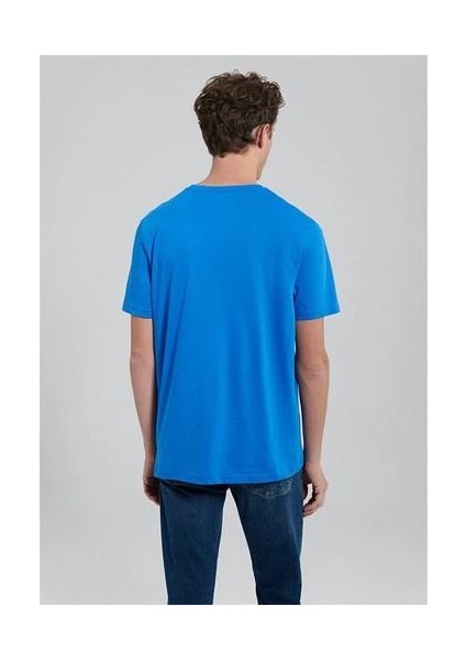 M067115-81347 Gök Mavi Erkek Regular Istanbul Baskılı T-Shirt fırsatları