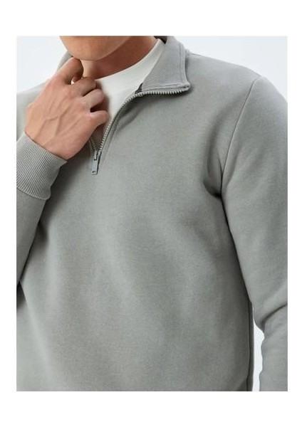 5WAM70002MK 031 Grı Erkek Pamuk Jersey Sweatshırt