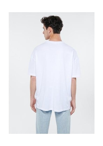 Miav Baskılı Oversize Beyaz Tişört 0611704-620