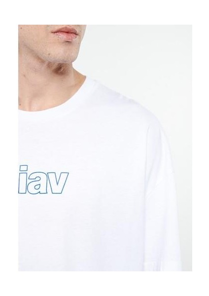 Miav Baskılı Oversize Beyaz Tişört 0611704-620