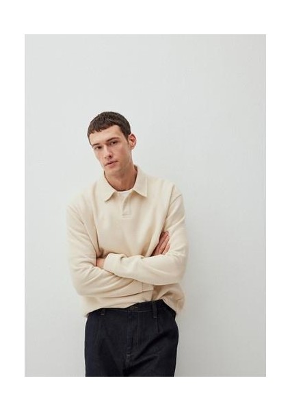 Düğmeli Beyaz Basic SWEATSHIRT0S10266-81202