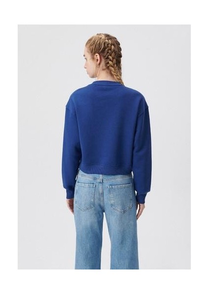 Logo Baskılı Lacivert Crop Sweatshirt 1611601-70722 fırsatları