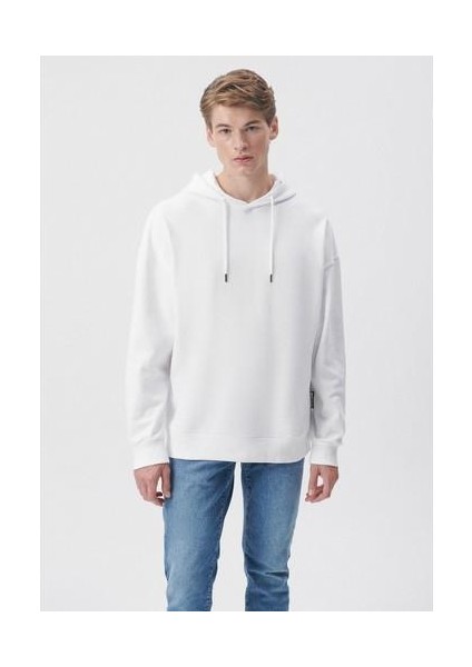 Erkek Kapüşonlu Beyaz Basic Sweatshirt 0610062-620 modelleri