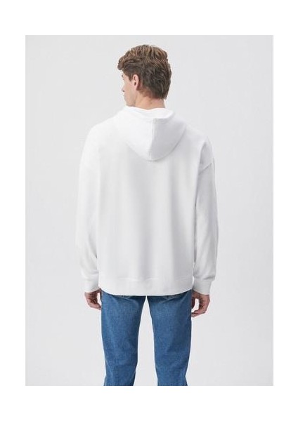 Erkek Kapüşonlu Beyaz Basic Sweatshirt 0610062-620 fırsatları
