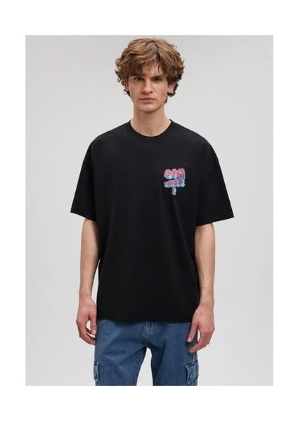 M0612103-900 Siyah Erkek Oversize Big Yıkes T-Shirt