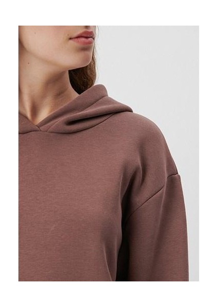 Kadın Kapüşonlu Kahverengi Basic Sweatshirt 167299-70383
