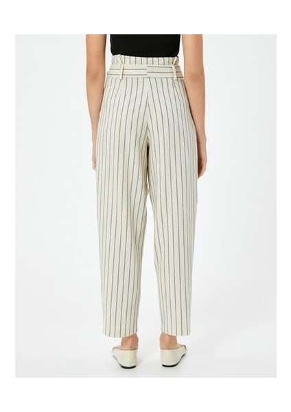 Keten Karışımlı Balon Pantolon Yüksek Belli Cepli Kemer Detaylı fırsatları