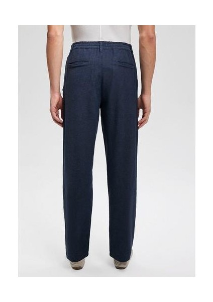 Keten Karışımlı Lacivert Pantolon 0010293-70757 fırsatları