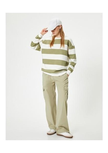 Bisiklet Yaka Sweatshirt Relax Fit Ribanalı Uzun Kollu fiyatları