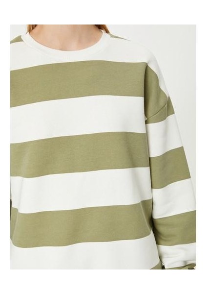 Bisiklet Yaka Sweatshirt Relax Fit Ribanalı Uzun Kollu indirimleri