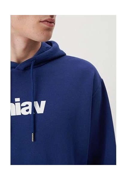Miav Baskılı Kapüşonlu Mavi Sweatshirt 0S10001-70722 indirimleri