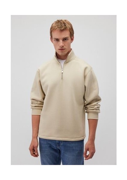 Dik Yaka Bej Sweatshirt 0S10016-70322 fiyatları