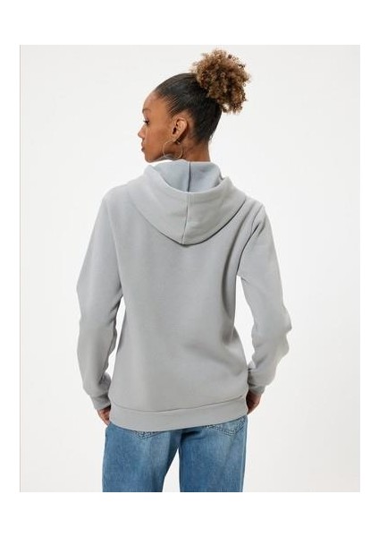Oversize Kapüşonlu Sweatshirt Kanguru Cep Detaylı Köpek Baskılı Şardonlu