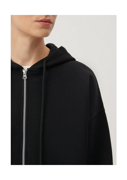 Kapüşonlu Fermuarlı Siyah Sweatshirt 1610221-900