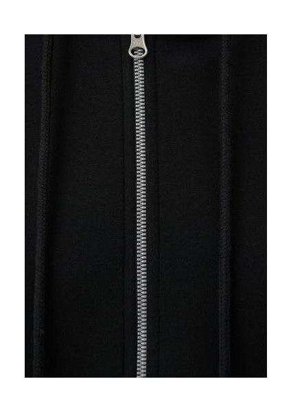 Kapüşonlu Fermuarlı Siyah Sweatshirt 1610221-900