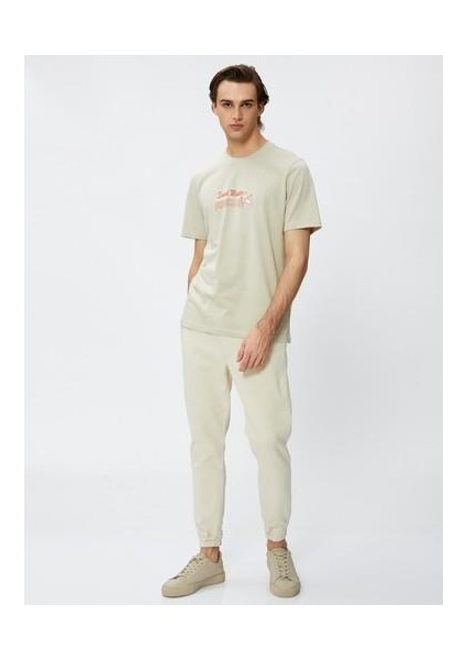 Uzakdoğu Baskılı Tişört Bisiklet Yaka Kısa Kollu Pamuklu fiyatları