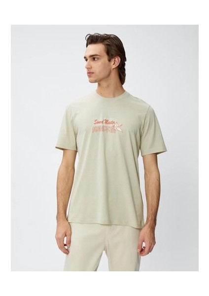 Uzakdoğu Baskılı Tişört Bisiklet Yaka Kısa Kollu Pamuklu modelleri