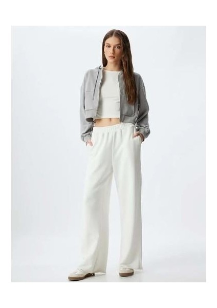 Crop Kapüşonlu Fermuarlı Sweatshirt - Koton - 5WAK10056EK - Gri - M