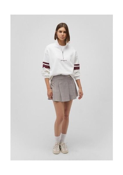 Yarı Fermuarlı Beyaz Sweatshirt 1S10171-70057