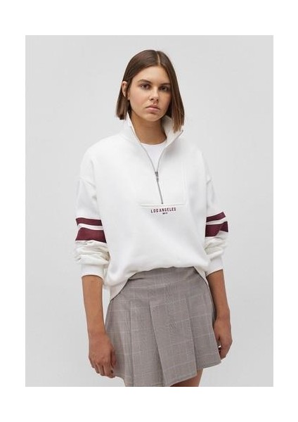 Yarı Fermuarlı Beyaz Sweatshirt 1S10171-70057 fiyatları