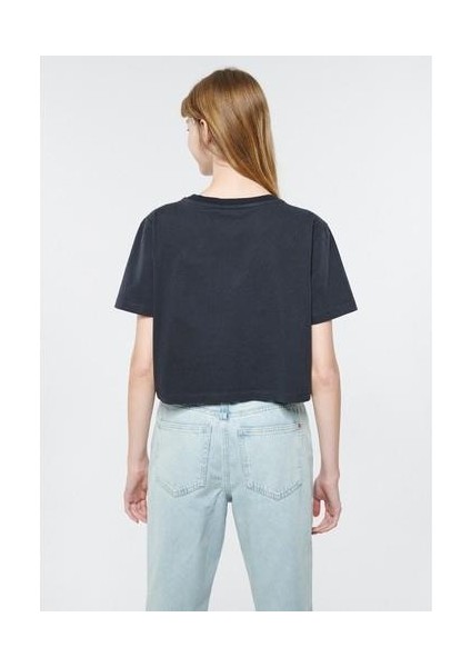Kadın Koyu Gri Crop Basic Tişört 1611644-70087 modelleri