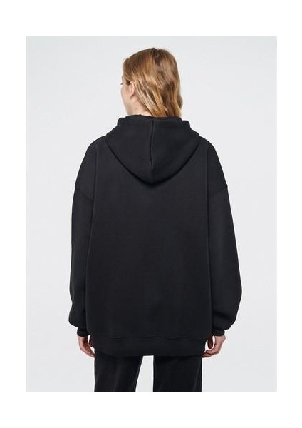 Kapüşonlu Fermuarlı Siyah Sweatshirt 1610221-900