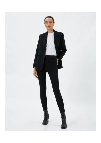 4Wal40056Md Blk Siyah Kadın Pamuk Denim Pantolon