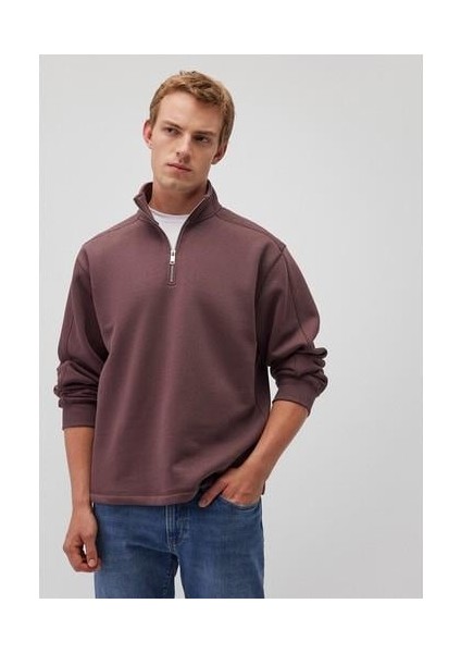 Dik Yaka Kahverengi Sweatshirt 0S10016-70260