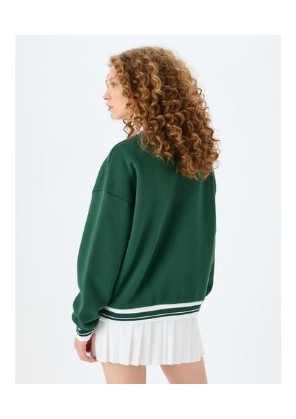 Bisiklet Yaka Kolej Baskılı Biyeli Oversize Sweatshirt fırsatları