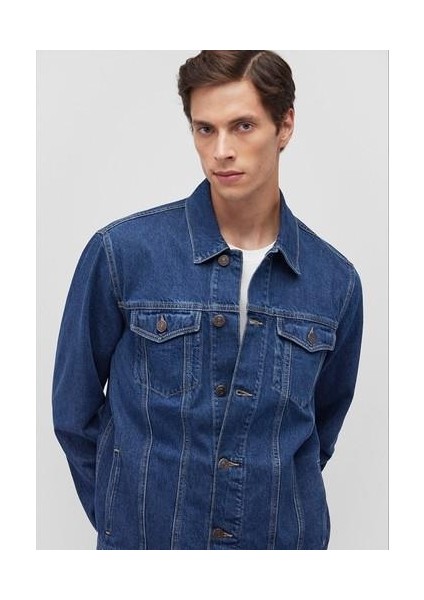 Drake 90LAR Puslu Koyu Mavi Jean CEKET010143-87939