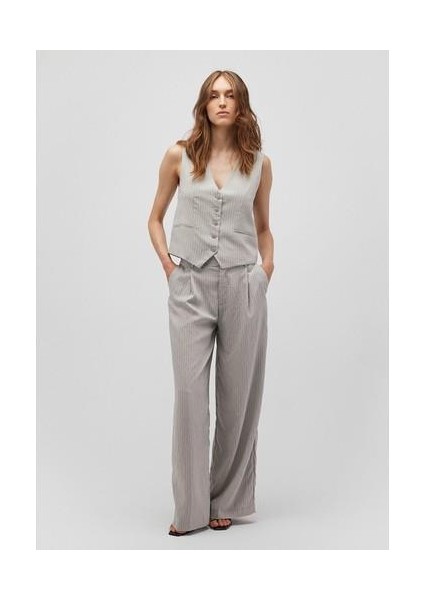 Çizgili Gri PANTOLON1010780-87977