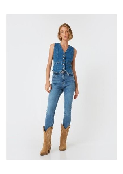 Yüksek Bel Kot Pantolon Skinny Push Up Fit - Skinny Jean