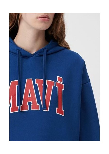 Mavi Logo Baskılı Kapüşonlu Lacivert Sweatshirt 1600361-82625