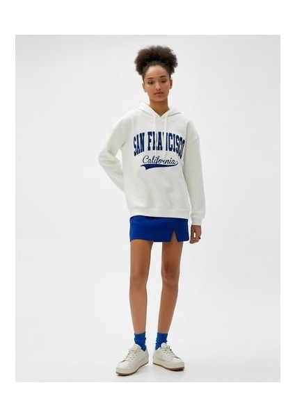 Oversize Kapüşonlu Sweatshirt Nakışlı Uzun Kollu Ribanalı fiyatları