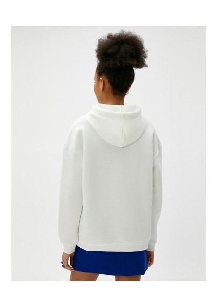Oversize Kapüşonlu Sweatshirt Nakışlı Uzun Kollu Ribanalı fırsatları