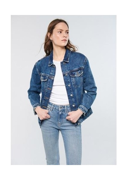 Karla 90lar Koyu Mavi Jean Ceket 110154-30105