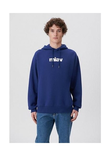 Erkek Mavi Logo Baskılı Kapüşonlu Mavi Sweatshirt 0S10001-70722 modelleri