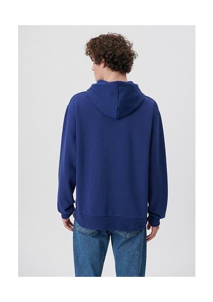 Erkek Mavi Logo Baskılı Kapüşonlu Mavi Sweatshirt 0S10001-70722 fırsatları