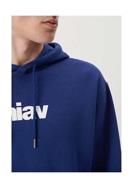 Erkek Mavi Logo Baskılı Kapüşonlu Mavi Sweatshirt 0S10001-70722 indirimleri
