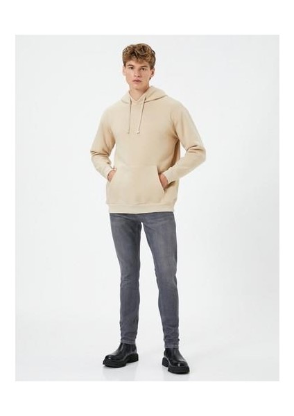 Kapşonlu Sweat Kanguru Cep Detaylı Uzun Kollu