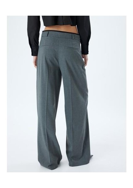 Geniş Paça Kumaş Pantolon Pile Detaylı Cepli fiyatları