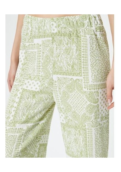 Etnik Desenli Bol Paça Pantolon Rahat Kalıp Yüksek Bel modelleri