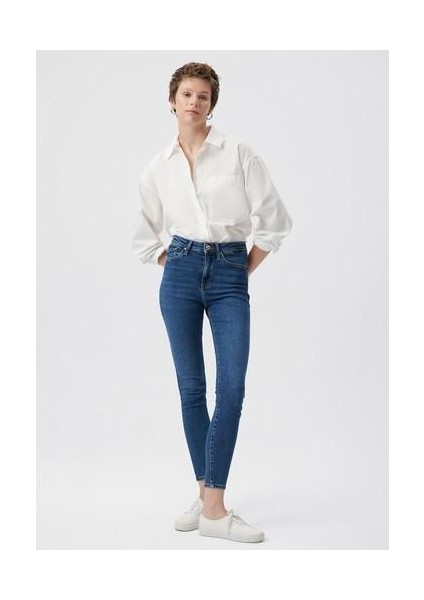 Kadın Serenay Mavi Gold Shape Jean Pantolon 100980-33687