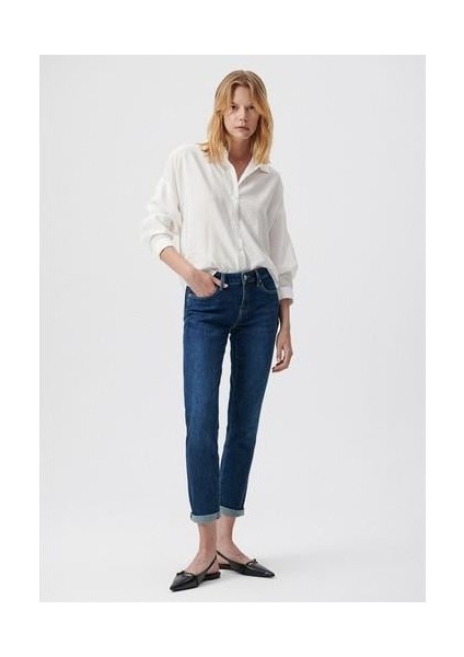 Ada Casual Vintage Koyu Mavi Jean Pantolon 1020535596