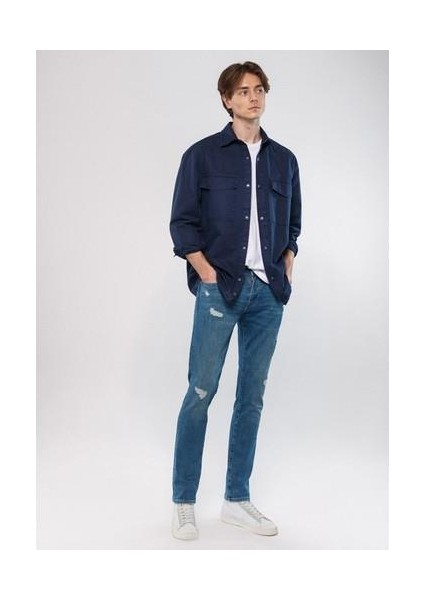 Erkek JAKE Yırtıklı Mavi Premium Jean Pantolon 0042283705