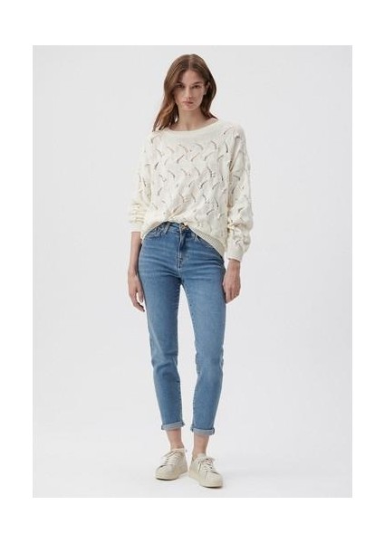 Cindy Gold Shape Gölgeli İndigo Mavisi Jean Pantolon 100277-33555