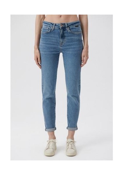 Cindy Gold Shape Gölgeli İndigo Mavisi Jean Pantolon 100277-33555