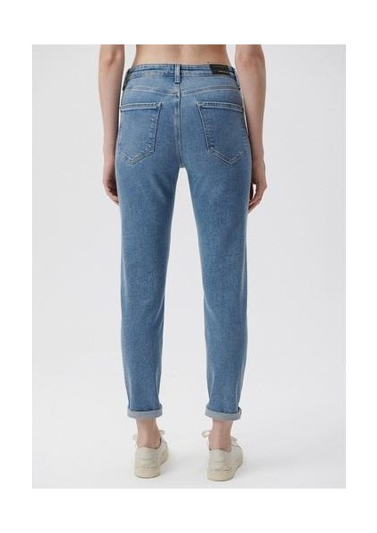 Cindy Gold Shape Gölgeli İndigo Mavisi Jean Pantolon 100277-33555