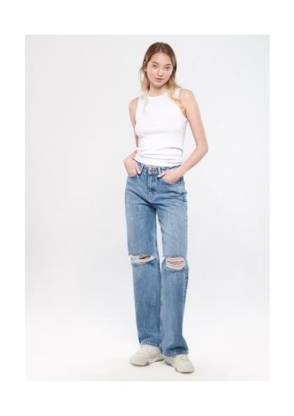 Kadın California Gölgeli Açık Mavi Street Jean Pantolon 1010125-83757