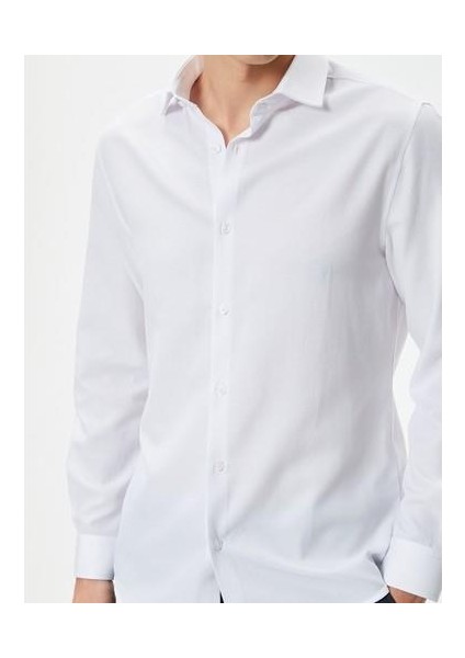 Klasik Gömlek Yarım Italyan Yaka Düğmeli Uzun Kollu modelleri